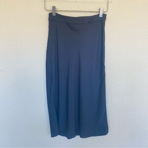 BCBGeneration Blue Satin Side Zip Midi Skirt | Sz 2